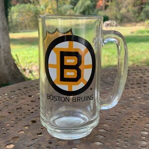 Vintage 70s Boston Bruins Glass Beer Mug